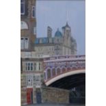 Lynn Hanley 'View of South Bridge, Edinburgh' Gouache, signed and dated '93, in a glazed frame, 20 x