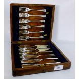 A canteen containing a set of six Epns fish knives and forks