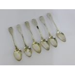 19th century Scottish provincial silver fiddle pattern teaspoons to include three with makers