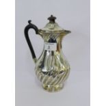 Victorian Scottish silver coffee pot of half fluted form with ebonised handle and knop, on