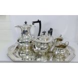 An Epns four piece tea and coffee set together with an Epns serving tray (5)