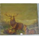 J. Willman 'Stag and Hound' Oil-on-Canvas, on a stretcher, but unframed, signed and dated 1883, 77 x