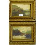 R.G. Fraser A companion pair of Highland Landscape oil-on-panels, signed indistinctly, bottom right,