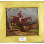 Huntsmen, Oil-on-Board, apparently unsigned, in a gilt wood frame, 17 x 15cm