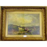 F. Grayson 'Highland Cattle' Oil-on-Canvas, signed bottom left, in a glazed ornate giltwood frame,