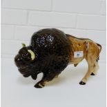 A Melba Ware Bison figure with printed backstamps, approx 35cm long