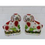 A pair of Staffordshire style Rabbits, 22cm high, (2)