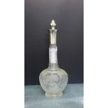 Victorian silver mounted and cut glass decanter and stopper, with presentation inscription '