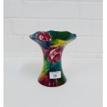 A Wemyss Lady Eva frilled rim 'Jazzy' patterned vase with painted backstamp, 16cm high