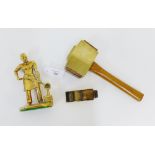 A brass mounted mallet, together with a Thomas Ibbotson & Co small brass and wood plane and a