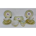 A Tuscan bone china tea set comprising six cups, six saucers, six side plates, sugar bowl, cream jug