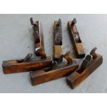 A carton containing a collection of six vintage wood working planes, (6)