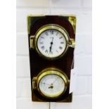 An FCC precision wall mounted clock and barometer with brass mounts, 28 x 14cm