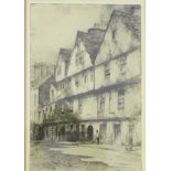 F. Robson Framed etched print of a 'Street Scene', 15 x 22cm