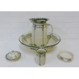 An Art Nouveau Royal Doulton toilet set decorated in the 'Caryl' pattern, comprising jug and