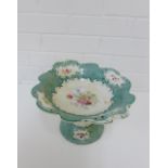 A 19th century Staffordshire floral patterned tazza, 32cm wide