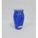 Barbara Winrow studio pottery blue glazed floral pattern baluster vase with impressed mark to