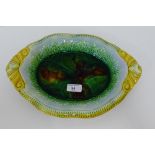 A 19th century Scottish Majolica dish with leaf and shell pattern, 27 x 35cm