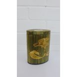 A Chinese straw work tea box with Eagle pattern, 15cm high