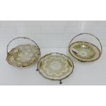 Epns wares to include two swing handled baskets and a presentation salver (3)