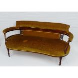 A rosewood and inlaid parlour sofa, with upholstered back, arms and seat, on tapering supports, 70 x