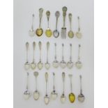 A collection of silver teaspoons to include souvenir spoons and apostle spoons, etc (a lot)