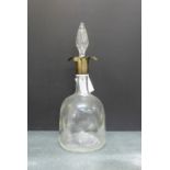 A late Victorian silver collared glass decanter and stopper by William Hutton & Sons Ltd, Birmingham