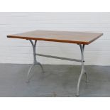 A pub table on metal trestle supports, 75 x 122cm