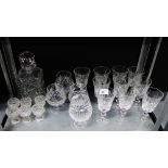 A quantity of cut glass and crystal drinking glasses to include wine, brandy, etc., together with