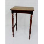 A mahogany side table on turned supports, 78 x 54cm