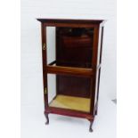 A 19th century mahogany glazed display cabinet, on cabriole supports, 128 x 70cm