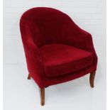 A red upholstered tub chair, 84 x 72cm