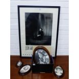 A framed Braam Houckgeest framed Judy Garland print together with a collection of five oval framed