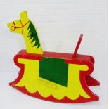 A child's painted wooden rocking horse, 100 x 104cm