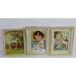 Three retro framed children's prints, (3)