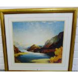 D.Y. Cameron 'The Eagles Crags' Coloured print, in a gilt wood glazed frame, 45 x 40cm