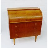 A retro teak bureau, retailed by Jenner's of Edinburgh, 98 x 88cm