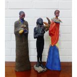 Three Soul Journey Masai figures to include Halima 'Strength of the Family', Nuba 'a Sisters Love'