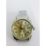 A gent's 1960's stainless steel Rolex Oyster date Precision wristwatch, the silvered dial with