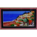 Anthony Orme 'Positano, Italy', Pastel, signed, in a glazed gilt wood frame, 30 x 15cm