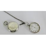 935 silver cased pocket watch, the enamel dial inscribed H.E Beck, London, together with a Victorian