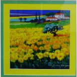 Anthony Orme 'Sunflowers of Provence' Pastel, signed, in a glazed gilt wood frame, 20 x 20cm