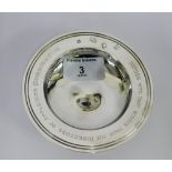 Silver Armada dish bearing makers mark for William Comyns & Sons Ltd, London 1974, 10cm diameter