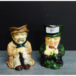 Two Roy Kirkham pottery miniature Toby's to include 'Poor Man' and 'Rich Man', 13cm high, (2)