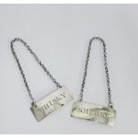 Late 18th century Scottish silver decanter labels to include 'Whisky' and 'Sherry', 5cm