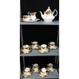 A Royal Albert 'Old Country Roses' tea set comprising teapot, sugar bowl, cream jug, cake plate,