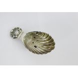 Silver caddy spoon with shell bowl, Birmingham 1970