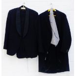 A Dunn & Co wool dinner jacket and trousers, together with an Esslemont & Mackintosh tail coat and a