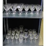 A suite of Stuart crystal 'fern' etched glasses to include wine, sherry, champagne etc., (33)