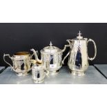 A 19th century four piece Epns teaset, comprising coffee pot, tea pot, twin handled sugar bowl and